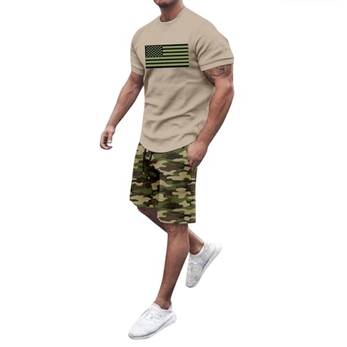 Ensemble homme t-shirt manches courtes et short kaki taille XXXL pour l'été