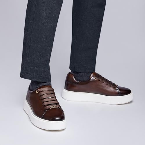 Men's Casual Dress Sneakers Genuine Italian Cowhide Leather Business Walking Shoes Lightweight Fashion with XL Extralight Sole2