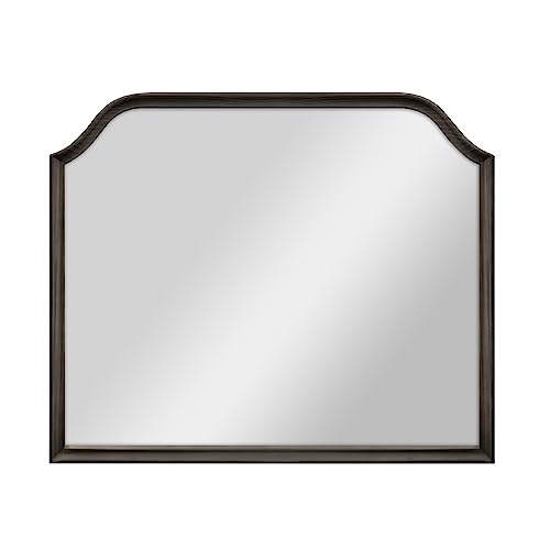 Image of MCS Master & Co. Arched Wall Mirror, 36x30, Black Woodgrain | Solid Wood Arched Wall Mirror, Black Woodgrain Frame For Bathroom, Bedroom & Living Room