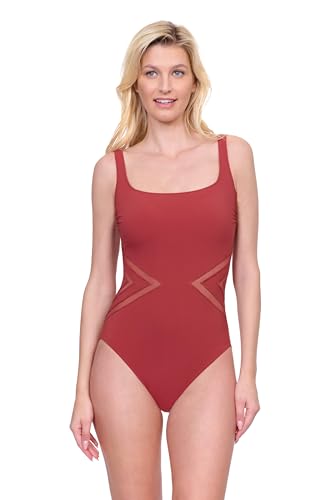 Gottex Day Dreamer Women’s Solid Square Neck One Piece Swimsuit with Soft Cups Full Front Lined and Adjustable Straps