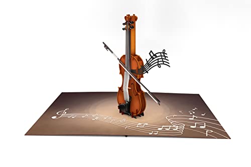 Liif Violin 3D Greeting Pop Up Card, Musician Birthday Card, Violinist Gifts, Band Violin Teacher Gift From Student, Music School Graduation, Symphony Concert Card, String Instrument | With Message Note & Envelop | Size 7 X 5 Inch #TOP3