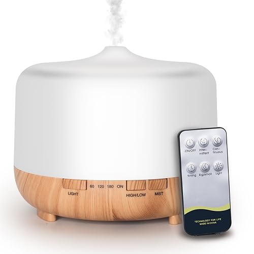 Aroma Diffuser - 500ml Ätherisches Öl Diffusor, Ultraschall Aromatherapie Diffuser, 15 Farben Licht Modus, Wasserlos Auto-Ausschalten, Luftbefeuchter für Schlafzimmer Zuhause Büro Oder Yoga, Gelb