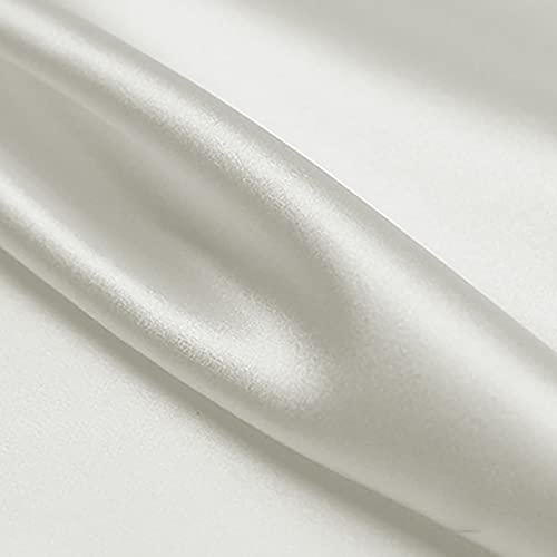 Yimihua 100% Tejido de Seda de Morera Tela De Seda por Metro Forro del Vestido Artesanía Decoración Drapeado Ropa de Baile Material de Tela de Seda de Boda 114 cm de Ancho(Color:White) Cover