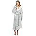 Daisy Dreamer Womens Robe Plush Shimmer Fleece Grey Hooded Dressing Gown Soft Long Bathrobe with Pockets Warm Fluffy Loungewear Robes for Ladies, Medium 12-14