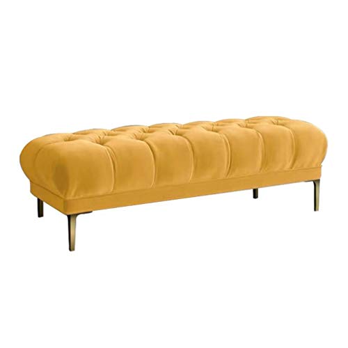 Taburete de cama para el dormitorio解决falta de espacio banco otomano largo amarillo 2