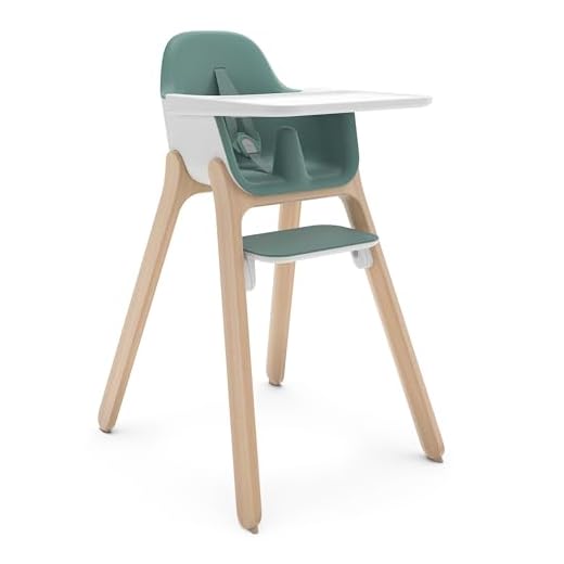 UPPAbaby Ciro High Chair/Sleek, Easy-to-Clean Design/Perfect-Fit Tray to Bring Baby to Table/Patent-Pending Harness/Dual-Position, 180-Degree Rotating Footrest/Emrick (Green/Rubberwood)