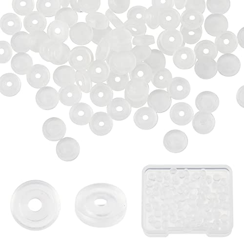 SUNNYCLUE 1 Box 100Pcs Earring Back Cushions Comfort Pads Silicone Pads for Clip on Earrings Screw Back Earrings Disc Pad Clear Padding Adult Jewelry Supplies 5.5mm