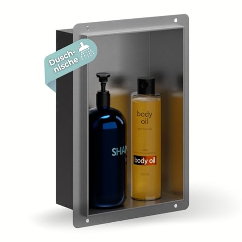 HAGO24 DIY Duschnische 20x30cm I Wandnische Dusche aus Edelstahl I einbaubare Duschablage in silber I rahmenlose Badezimmer Aufbewahrung I Duschnische selber bauen mit 100% Dichtheit