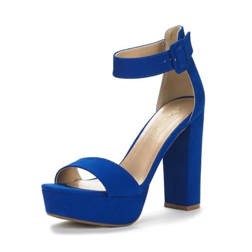 DREAM PAIRS Women's Hi-Lo Royal Blue High Heel Platform Pump Sandals - 9.5 M US