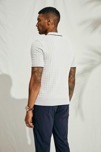 PJ PAUL JONES Men's Knit Polo Shirts Short Sleeve Quarter Zip Polo Shirt2
