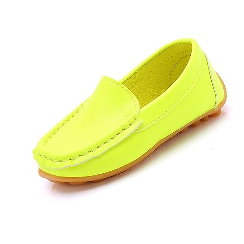 Toddler Shoes Toddler Little Kid Boys Girls Soft Slip On Loafers Dress Flat Shoes Boat Shoes Casual Rubber Sole Shoes, Yellow, 3 Big Kid