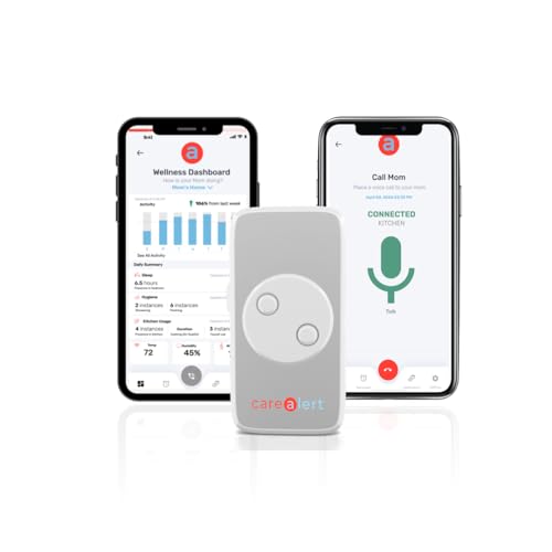 CareAlert Life Alert Systems for Seniors, No Monthly Fee - 24/7 Senior Wellbeing Supervising Via Smartphone APP - AI Elderly Monitoring Device - Live Chat/Remote Medication Reminder at Home.