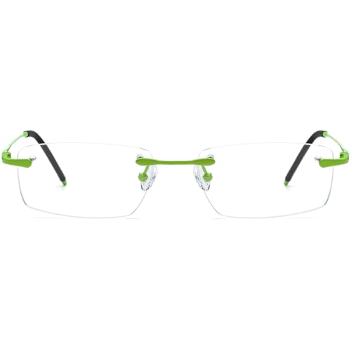 Image of Titanium Glasses Frame,Rimless Optical Eyewear Eyeglasses for Men and Women