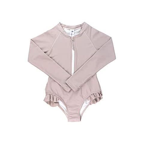 Jonathan Swim 18 Month Toddler Rash Guard, Long Sleeves with Thumb Hole Baby Bathing Suit with Zipper Front (Lotus Root,1-2T) Cover