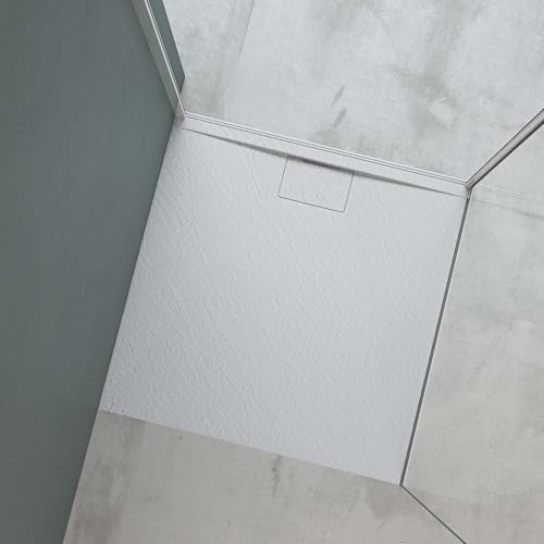 Mai & Mai Duschtasse 90x90x3 cm Duschwanne aus Mineralguss Mineralgusswanne in Weiß DIN-Anschlüsse Geoma07