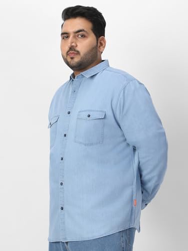 Image of Urbano Plus Men's Full Sleeve Regular Fit Casual Denim Shirt