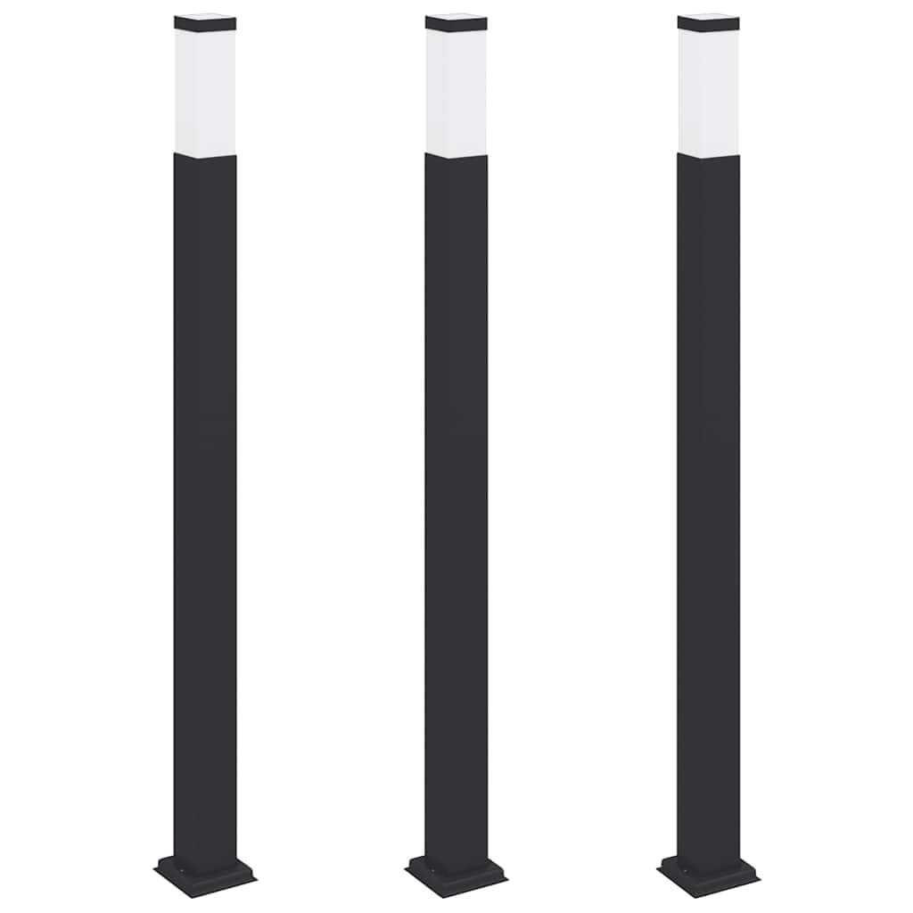 Lampy słupkowe 3 sztuki 110 cm czarne IP44 oświetlenie zewnętrzne stal