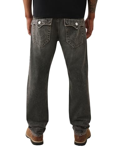 True Religion Men's Ricky SN Stitch Flap Applied TR Jeans 34" Inseam – Straight Leg Denim4