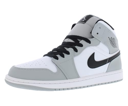 Jordan Men's Mid-top, Light Smoke Grey, Black, White, 11.5