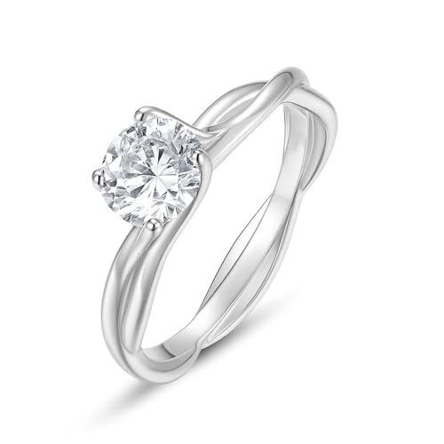 Tolldek PT950   Anillos de compromiso de platino trenzados con moissanita, joyas auténticas de la amistad, de platino, talla 54 (17,2)