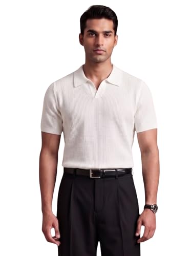 Image of Leriya Fashion Polo T Shirt for Men | Textured Polo T Shirts for Men | Smart Casual Half Sleeve T-Shirt for Mens, Breathable Cotton Knit Collar T Shirts