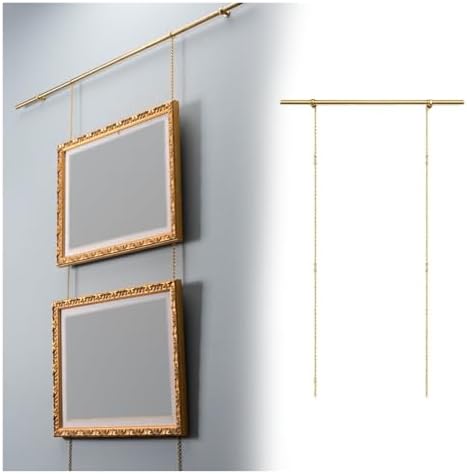 Vintage Brass Picture Hanging Rail System for Wall Art Display, 98.4" Indoor Gallery Decor Kit for Living Room Photos, Easy Installation, Stylish Home Decoration