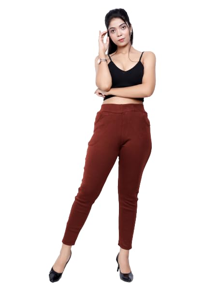 ARFHA Girls Solid Straight Wollen Pant Brawn (Coffee)