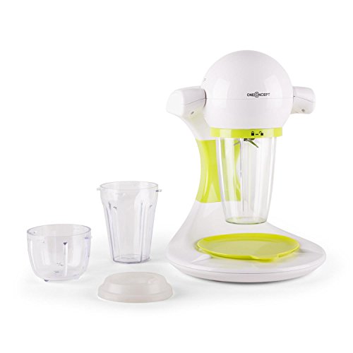 OneConcept Smoooothy - Smoothie Maker , mixeur , 350W de puissance , sûr et utilisation intuitive , nettoyage facile , 3 récipients différents , pieds ventouses anti-dérapants, vert-blanc
