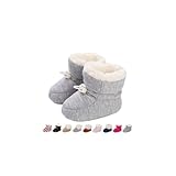 Baby Winterschuhe Wärme Babyschuhe Winter Anti-Rutsch Verstellbare Neugeborene Schneeschuhe Lauflernschuhe Gefütterte Thermo Fleece Krabbelschuhe Hausschuhe Winterstiefel Sterne Grau 6-12 Monate