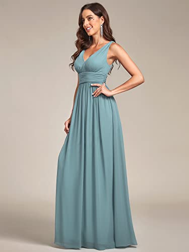 Image of Ever-Pretty Womens Bridesmaid Dress V-Neck Sleeveless A Line Chiffon Floor Length Formal Dress 09016