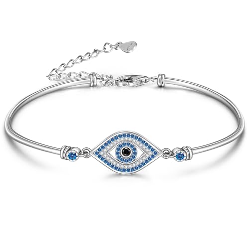 Evil Eye Bracelets Blue Evil Eye Bracelet for Women Sterling Silver 925 Turkish Greek Jewelry for Protection Bangle