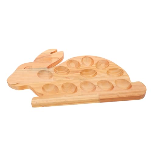 CIYODO Cute Bunny Shaped Wooden Deviled Egg Tray Easter Egg Serving Platter for Appetizers for Parties and Gatherings Natural Wood Color Egg Capacity