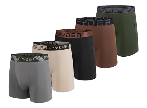 Spyder Mens Boxer Briefs 5 Pack Poly Spandex Performance Boxer Briefs Underwear...