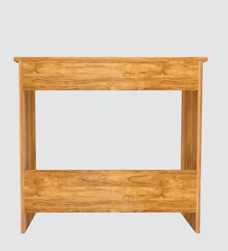Image of Compact Study Desk with Storage Shelf, Natural Wood Finish, Space-Saving Home Office Table, 80x40x74 cm, DIY Assembly