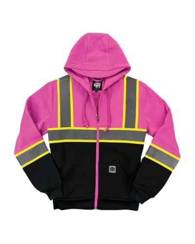 Buffalo Outdoors® Workwear Women's Pink Hi Vis Safety Hooded Sweatshirt (US, Alpha, Large, Regular, Regular)