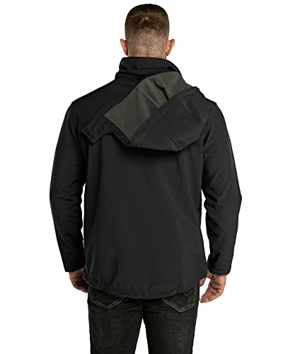 33,000ft Softshelljacke für Herren Wasserdicht Winterjacke Winddicht Warme Fleece Gefüttert Windbreaker Funktionsjacke Outdoorjacke für Wandern Fahrrad Camping Schwarz L