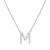 PAVOI Womens 14K Gold Plated - White Gold Cubic Zirconia Initial Necklace
