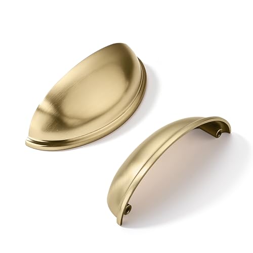 khtumeware 2 Pack 3-1/2" Drawer Pulls Champagne Bronze Cabinet Cup Pulls Kitchen Hardware Cabinet Handles Drawer Handles Knobs 3.5 inch Hole Center