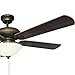 Energy Efficient 52 Inch LED Ceiling Fan with Nutmeg Espresso Blades and White Glass Light Bowl