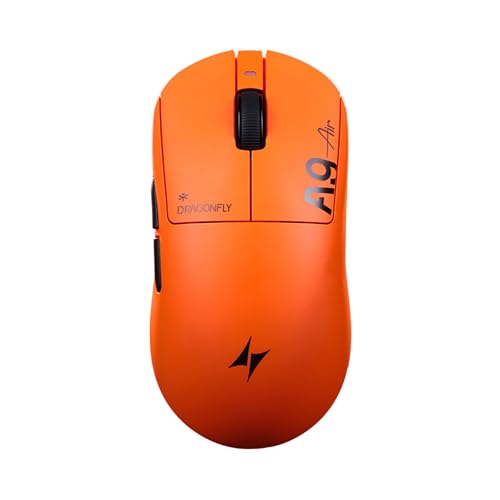Image of ATK Dragonfly A9 Air Wireless Gaming Mouse, PAW3950 Ultra Sensor, DPI up to 42,000, 47g Lightweight, 8K Polling, 300 Hr Battery Life, 5 Programmable Buttons, Dual-Mode 2.4G /Wired - Sunset Orange