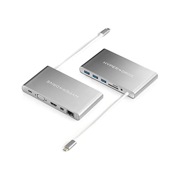 HyperDrive Ultimate 11-in-1 USB C Hub - Type-C Adapter for MacBook Pro/PC, USB-C Devices, HyperDrive USB C Hub w/PD Charging, 5Gbps Data, 4K HDMI, 3xUSB 3.1, VGA, Ethernet Docking Station