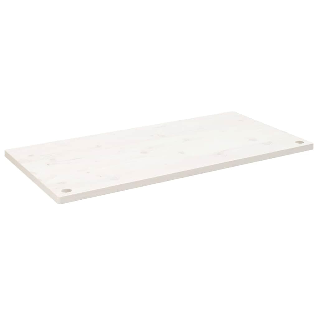 Piano da scrivania, 110 x 60 x 2,5 cm, in legno di pino massiccio, laccato bianco, piano di lavoro con passacavi, angoli arrotondati, per tavolo PC, ufficio, fai da te