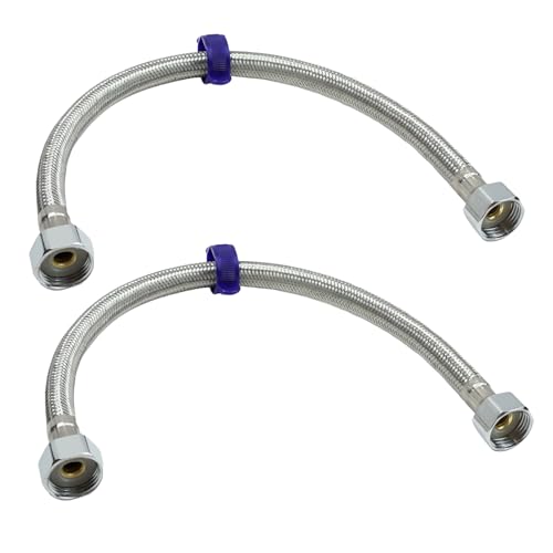 Flexible Tap Connector Pack of 2 Stainless Steel 1/2 X 1/2 Bsp 40cm Braided Plumbing Fittings Corrosion Resistant Toilet Replacement Pipe for Homes Kitchen Bathroom Sink Tap