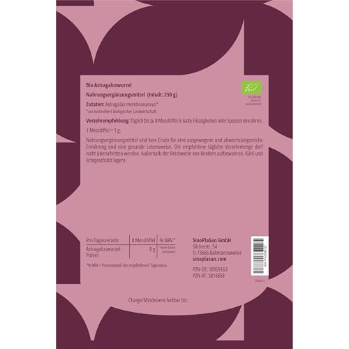 Astragalus-Wurzel-Pulver (Astragalus membranaceus) Pulver, 100% naturrein ohne Zusätze | höchste Qualität | VEGAN | Meshfaktor 80 | Tragant… (250 g bio)