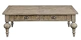 Wallace & Bay Haynes Gray 52' Coffee Table with Two Drawers Plank-Style Top and Turned Legs