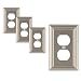 Pack of 4 Wall Plate Outlet Switch Covers by SleekLighting | Decorative Satin Nickel | Variety of Styles: Decorator/Duplex/Toggle / & Combo | Size: 1 Gang Duplex