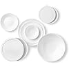 Corelle Vitrelle 78-Piece Service for 12 Dinnerware Set, Triple Layer Glass and Chip Resistant, Lightweight Round Plates and Bowls Set, Winter Frost White