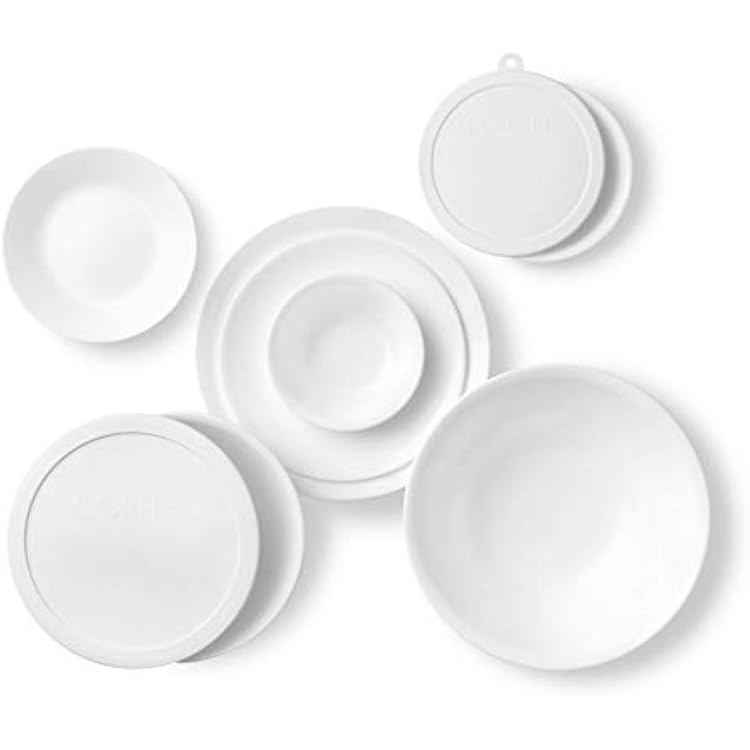 Corelle Vitrelle 78-Piece Service for 12 Dinnerware Set, Triple Layer Glass and Chip Resistant, Lightweight Round Plates and Bowls Set, Winter Frost White