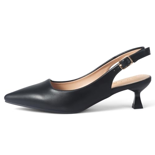 Heels Charm Women's Pumps Shoes Low Stiletto Pump Shoes Pointed Toe Ankle Strap Pumps Closed Toe Slingback Dancing Daily Work Party Wedding Dating Dress Pumps Shoes2