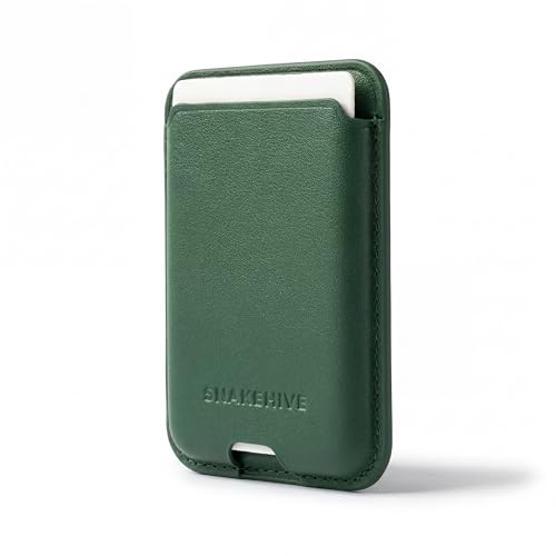 Snakehive Leather Cardholder Compatible with MagSafe Premium U.S. Leather Magnetic Card Wallet (Green)